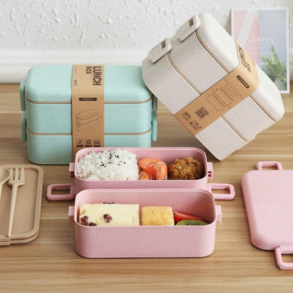 Wheat Straw Microwavable Double-layer Bento Box