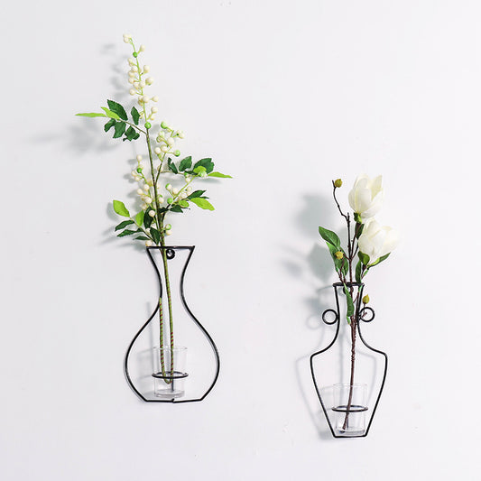 Minimalist Wall Hanging Iron Flower Vase Decor