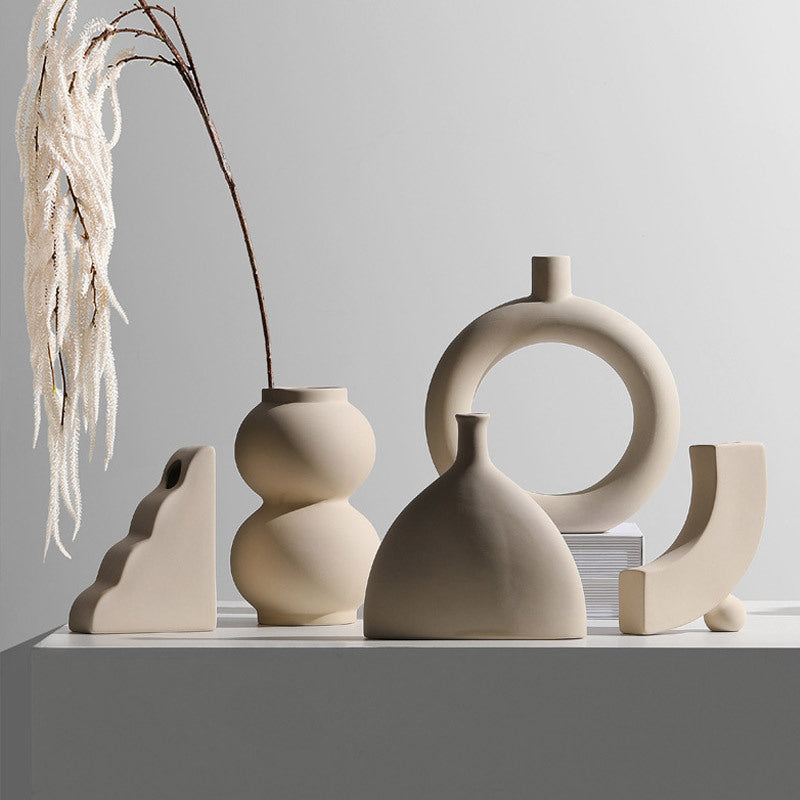 Nordic Minimalist Ceramic Vases & Candle Holders