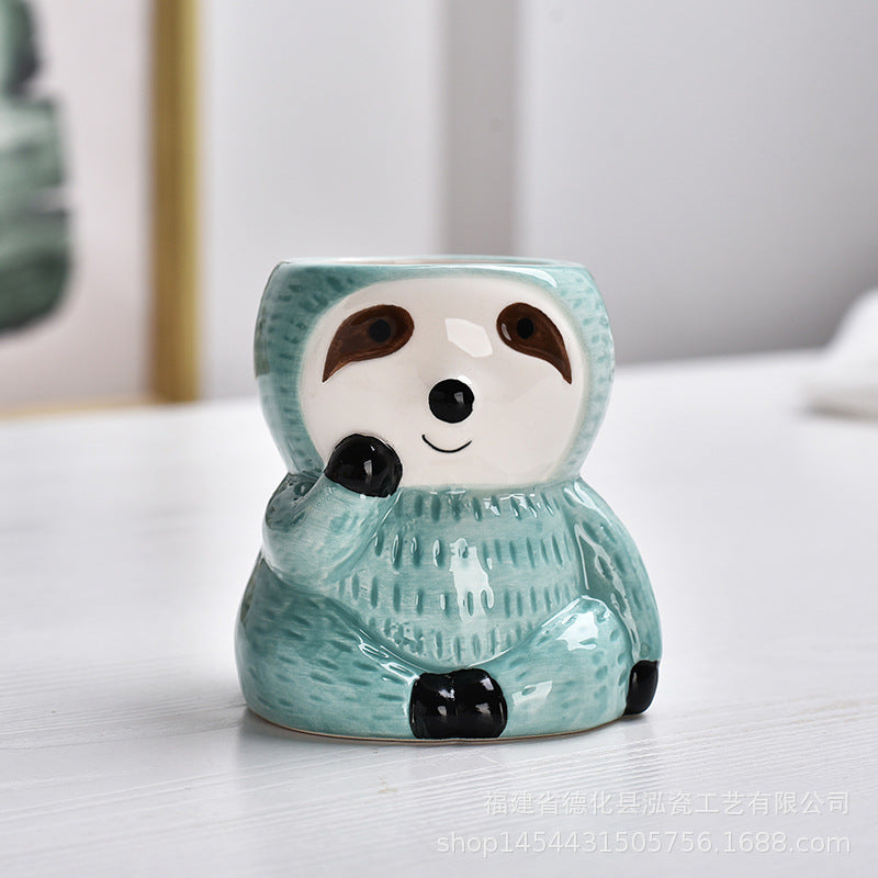 Ceramic Sitting Sloth Planter Pot